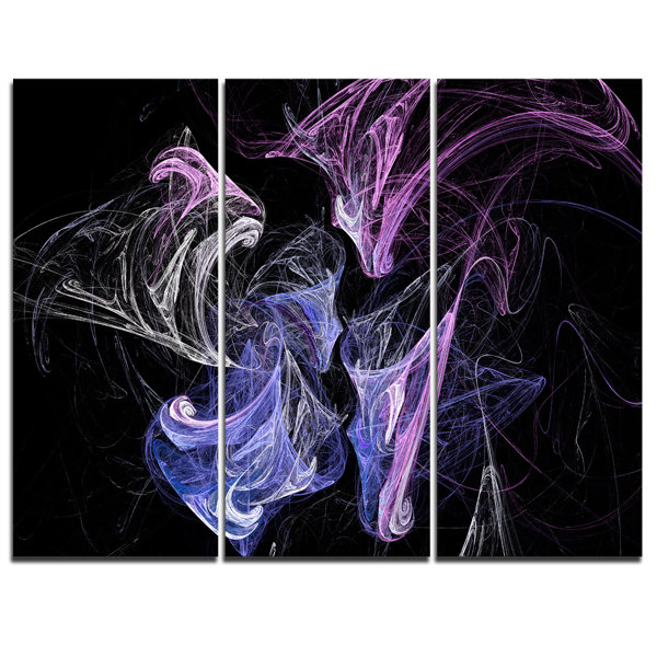 Designart Billowing Smoke Blue Purple 3 Piece Graphic Art On Wrapped Canvas Set Wayfair