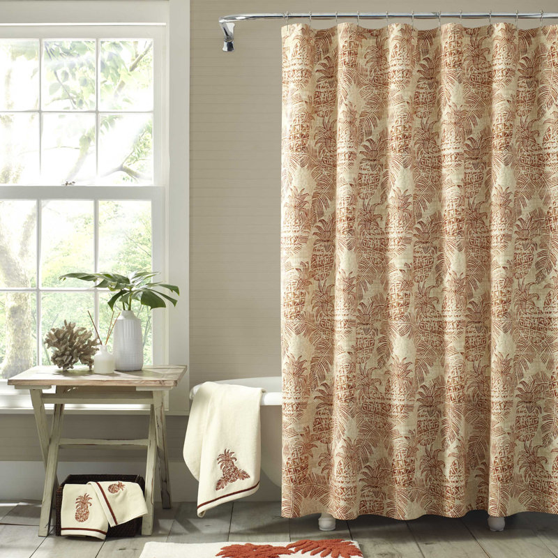 METALLIC GOLD Designer Tropical Pineapple Collection Cotton Curtain Fabric
