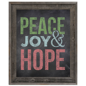 'Peace Joy & Hope Color' Framed Textual Art