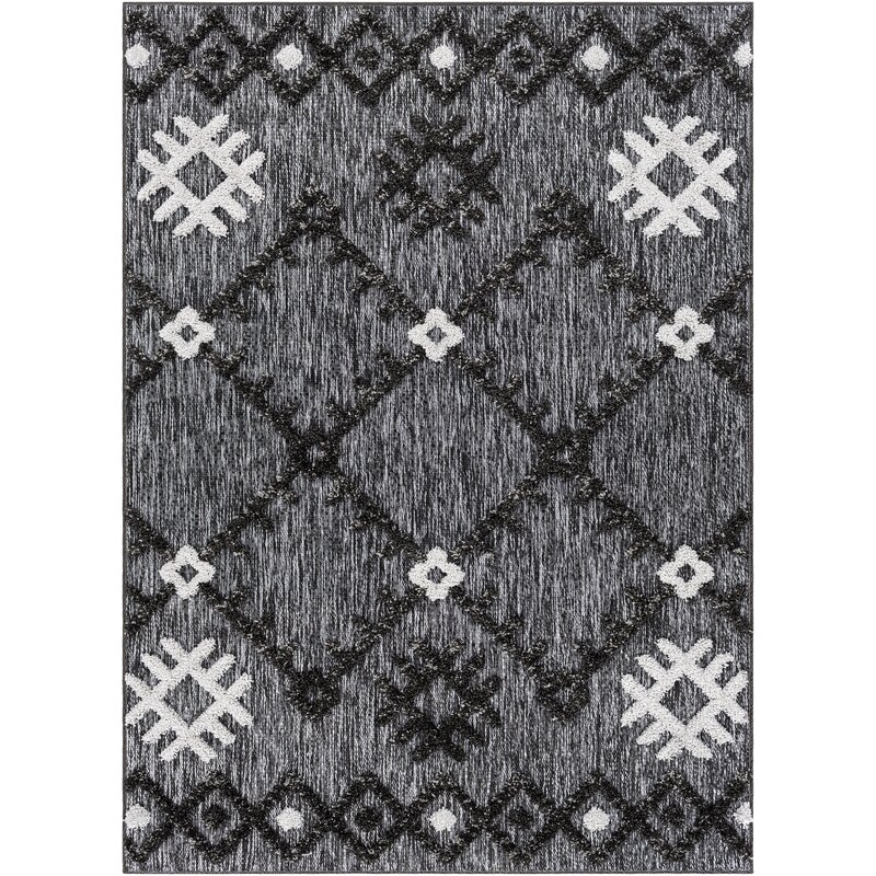 Foundry Select Hertz Geometric Charcoal/Black/White Indoor / Outdoor ...