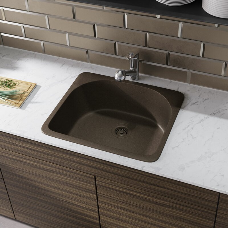 Rene Granite Composite 25 L X 22 W Drop In Kitchen Sink With