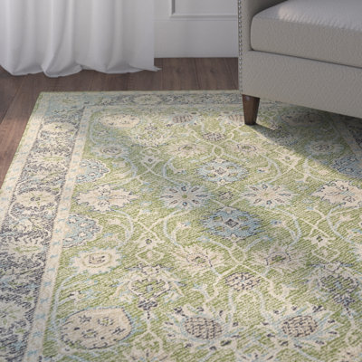 Charlton Home® Dittmar Oriental Handmade Tufted Lime Green Indoor ...