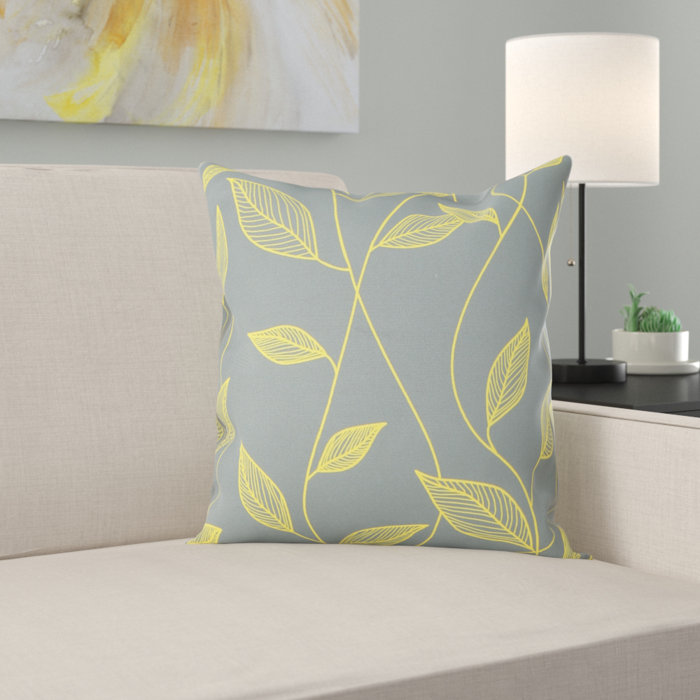 Ebern Designs Euharlee Cute Leaves Indoor Outdoor Throw Pillow