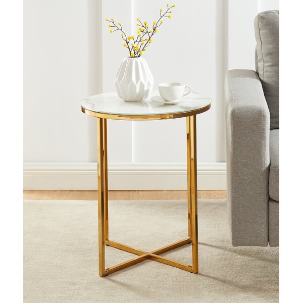 Mercer41 Ingwar 21.65'' Tall Glass Drum End Table & Reviews | Wayfair