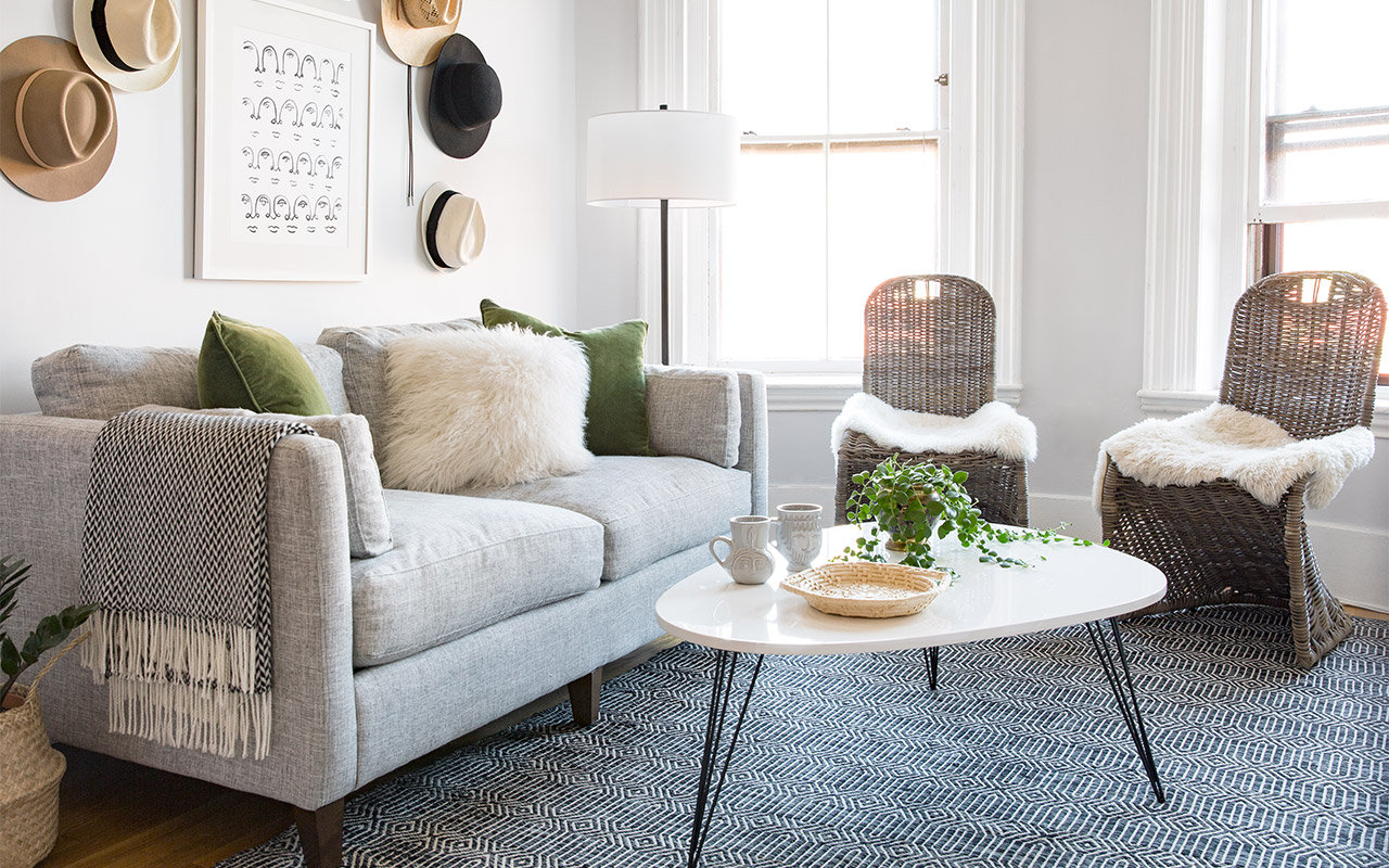 small-space makeover: a bright, open living room | wayfair