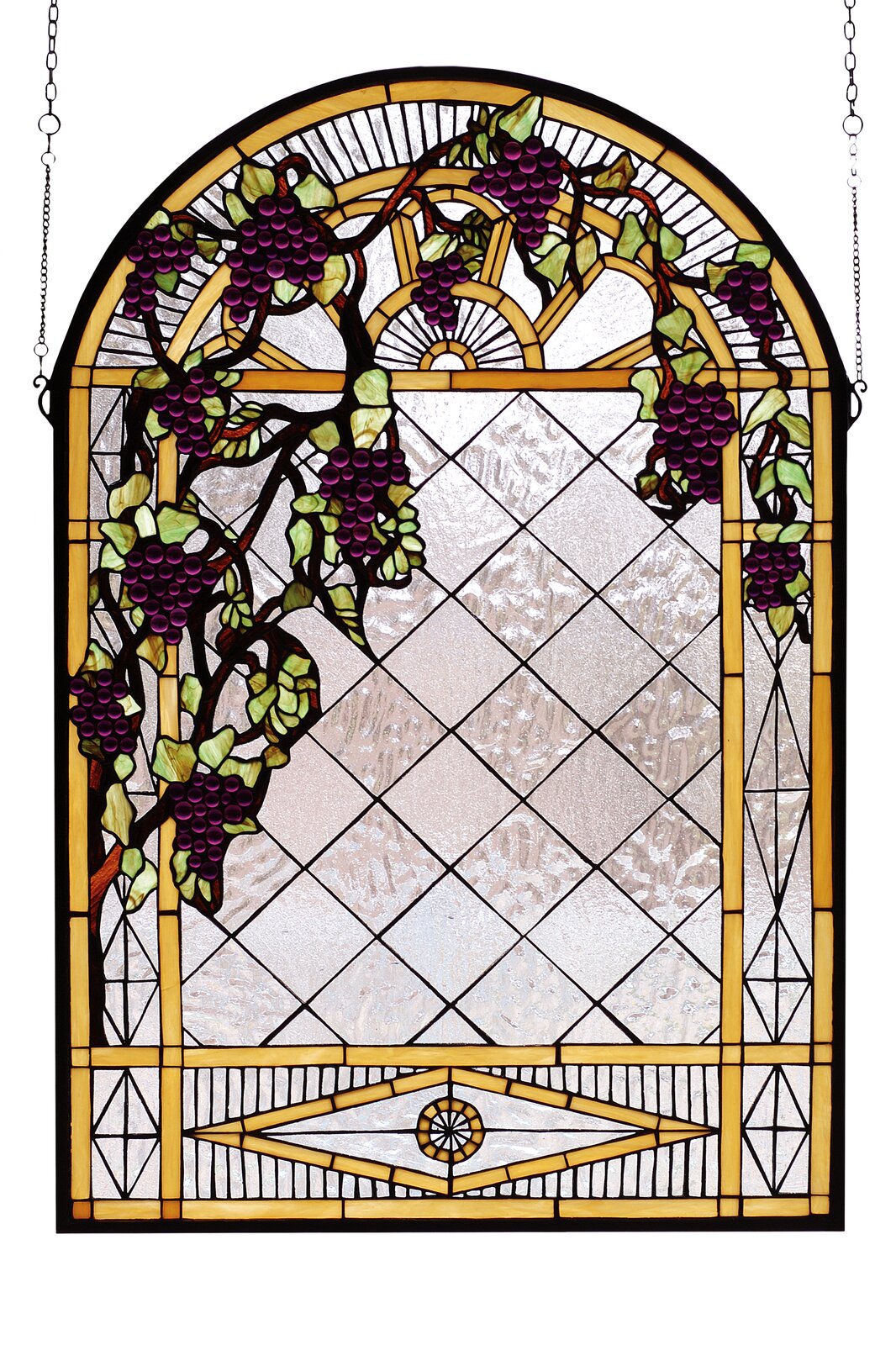 Diane Grape Diamond Trellis Stained Glass Window - Stained Glass Wall Decorations