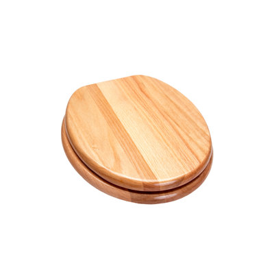 Designer Solid Oak Wood Round Toilet Seat