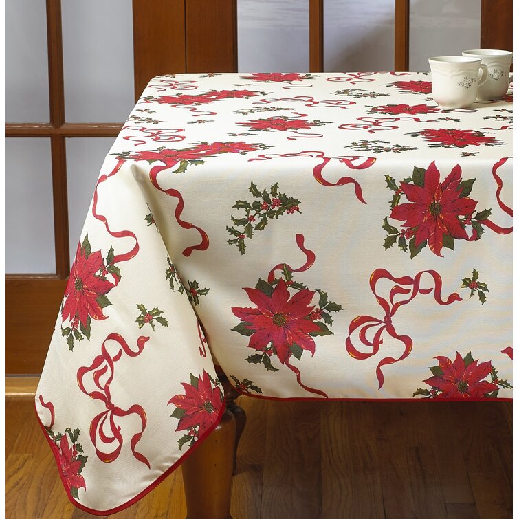 XMAS CHRISTMAS TABLECLOTH 100% COTTON GOLD/RED STAR 