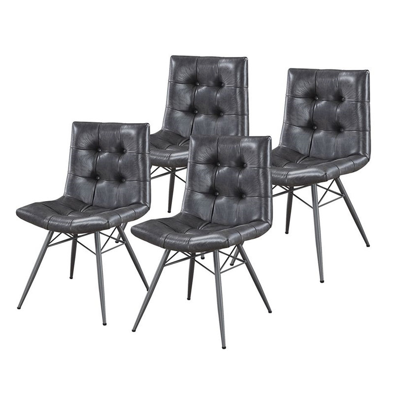17 Stories Shefford Tufted Leather Upholstered Parsons Chair In Black Wayfair