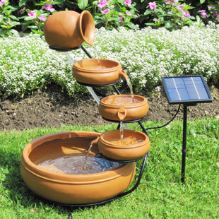 Large Outdoor Solar Fountains Wayfair Solar Koolscapes Cascading Fountain