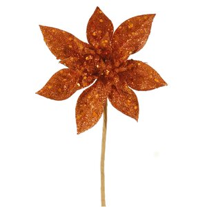 Glitter Poinsettia Flower Artificial Christmas Spray Pick