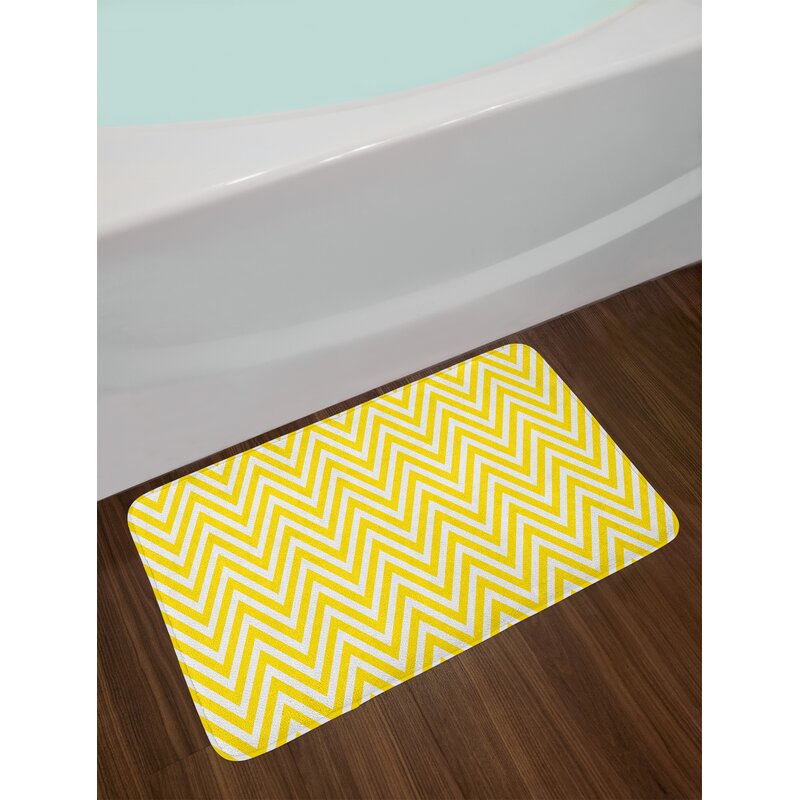 East Urban Home Thin Yellow White Yellow Chevron Bath Rug Wayfair