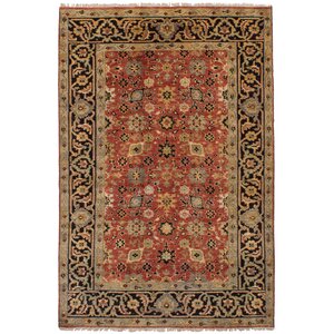 Lenita Hand-Knotted Wool Red Oriental Area Rug