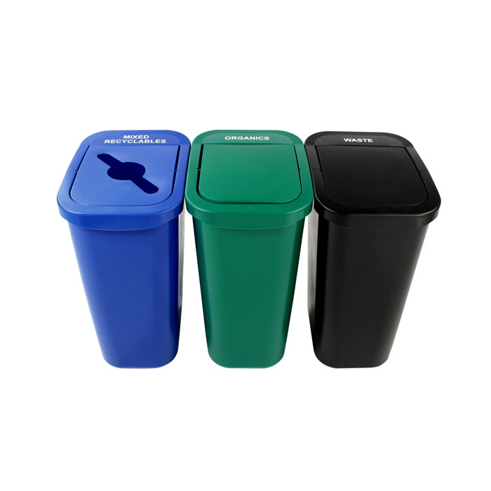 Billi Box Mixed Recyclables And Organics 3 Piece 10 Gallon Recycling Bin Set Billi Box Mixed Recyclables And Organics 3 Piece 10 Gallon Recycling Bin Set