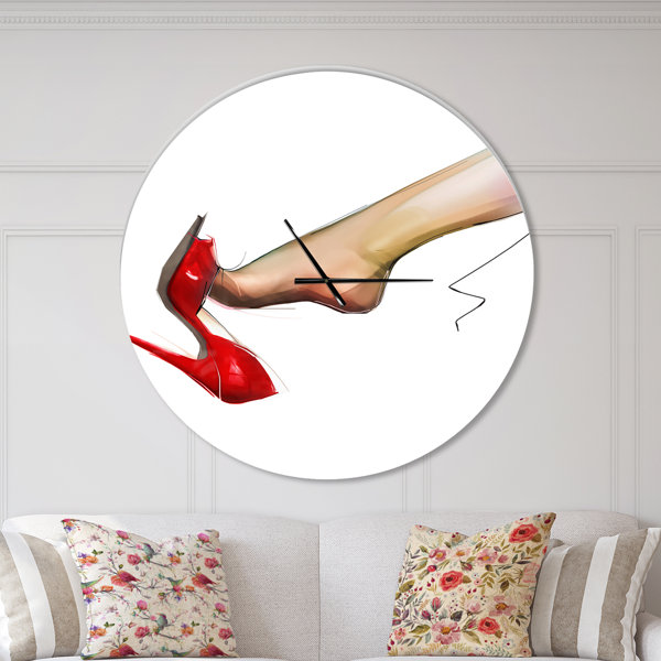 East Urban Home Oversized Leg Wearing High Heel Shoe Fashion Wall Clock Reviews Wayfair