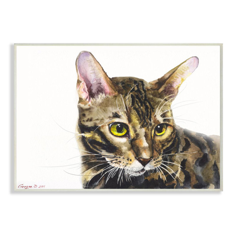 Charlton Home Cute Cat Pet Animal Watercolor Painting Graphic