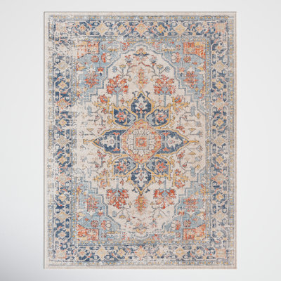 Diogo Oriental Navy/Brick Red/Cream Indoor / Outdoor Area Rug
