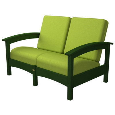 Rockport Club Deep Seating Sofa with Cushions Trex Outdoor Color: Rainforest Canopy / Macaw