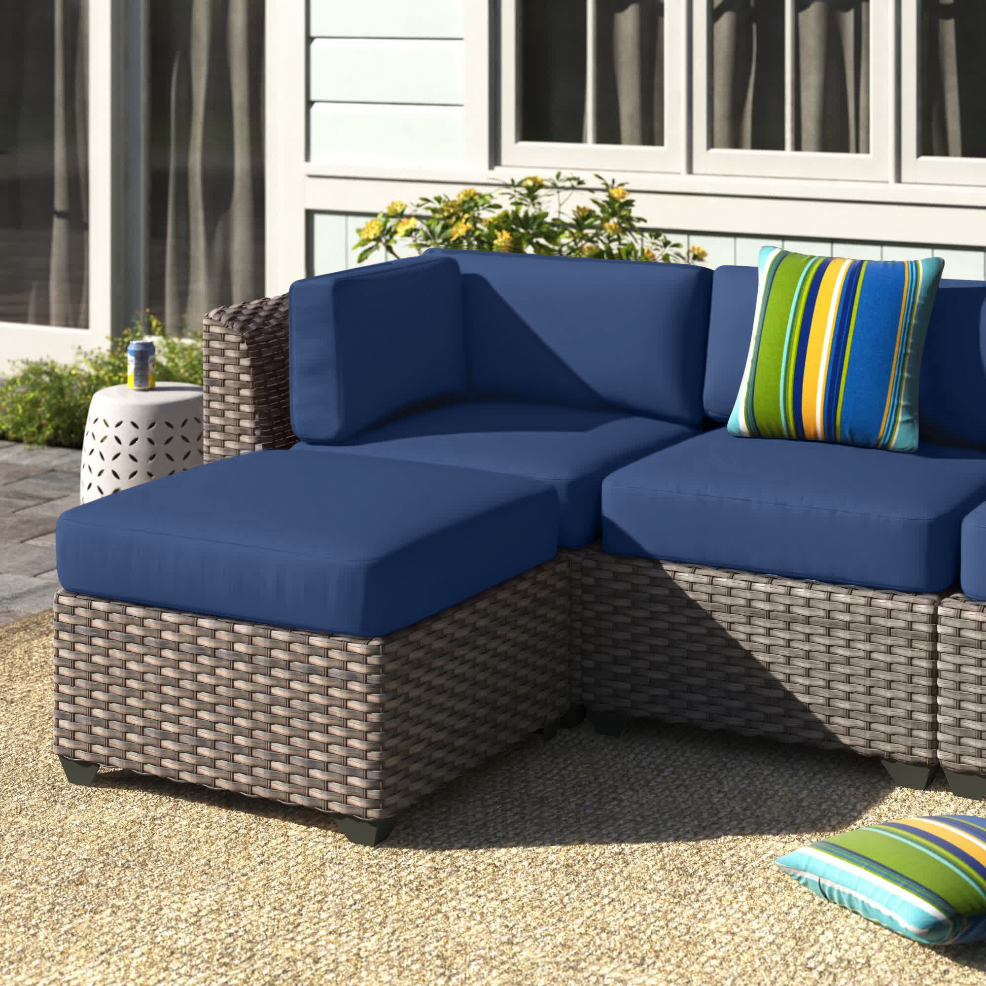 navy stripe chaise cushion