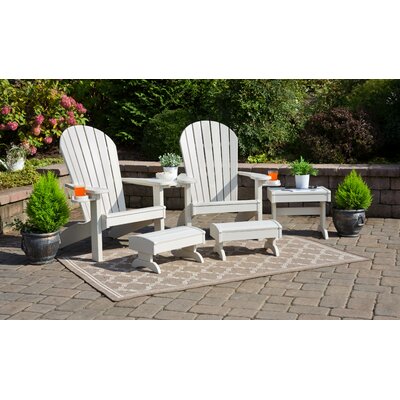 Kelm 5 Piece Plastic Adirondack Chair Set Bayou Breeze Color Ivory