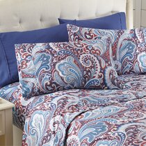Details about   Tahari Queen Sheet Set 100% Cotton Blue Paisley Floral Extra Deep Fitting 4 PCS 