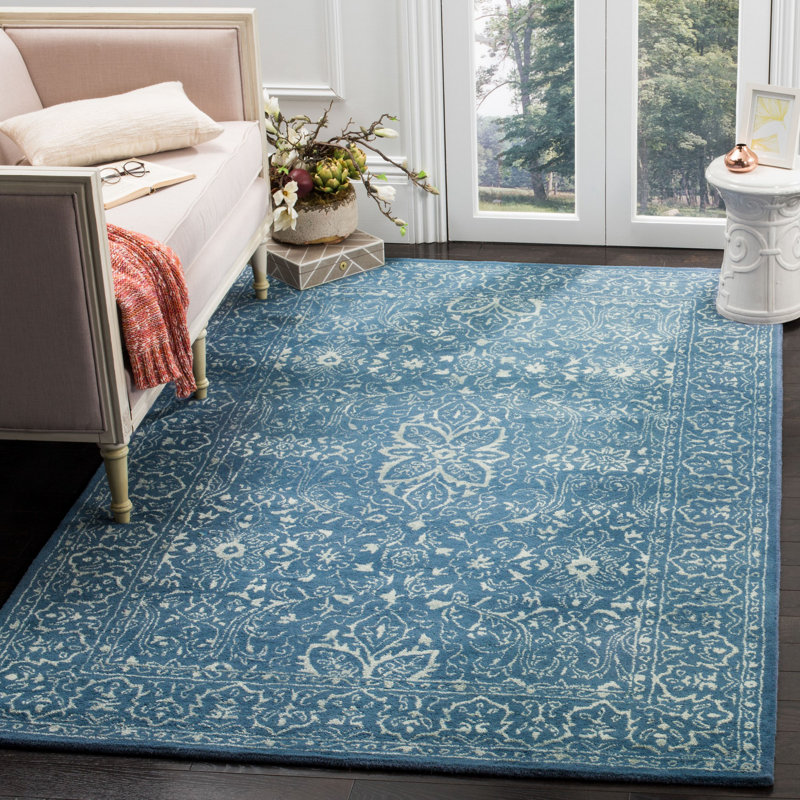 World Menagerie Wilkins Oriental Handmade Tufted Wool Gray Blue Area Rug Reviews Wayfair
