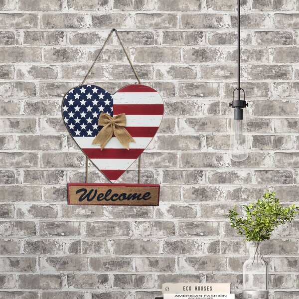BRAND NEW PATRIOTIC COLORS Americana Wall Hanging Welcome Decoration 32" tall