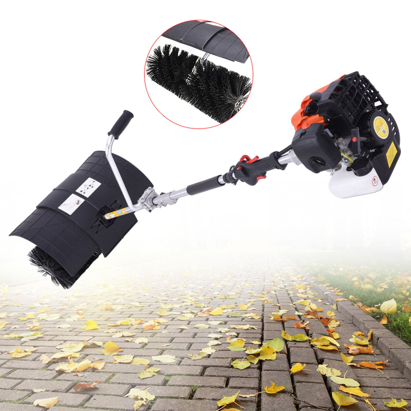 52cc GAS POWER HAND HELD WALK BEHIND SWEEPER BROOM CLEANING DRIVEWAY