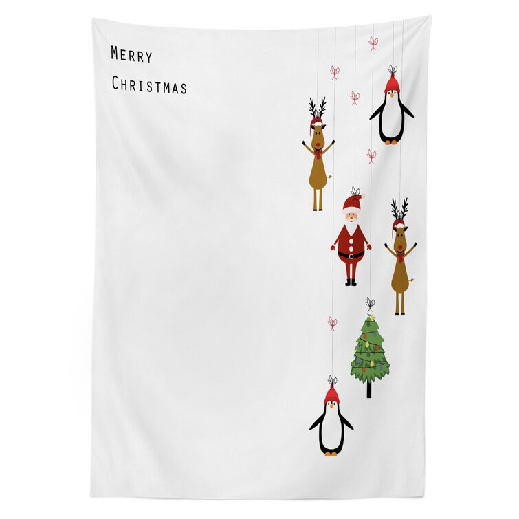 Penquins xmas table cloth with six matching serviettes 