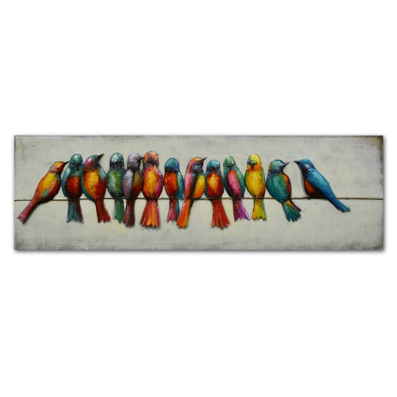 Ebern Designs Colorful Birds Metal Wall Décor | Wayfair