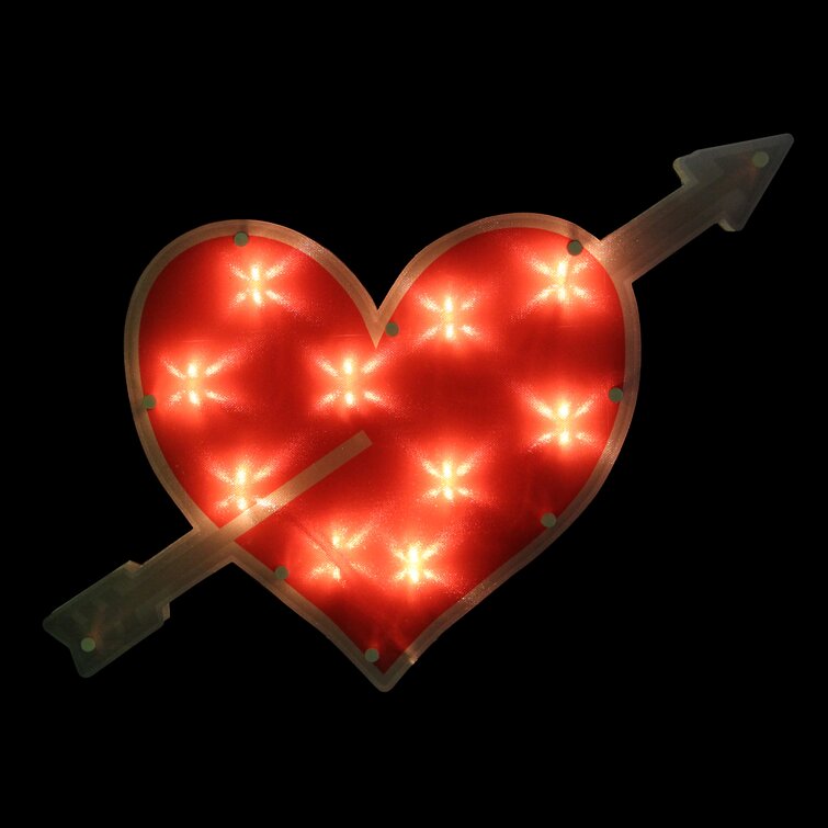 14" x 18" Valentine Heart w/Arrow Lighted Window Decoration