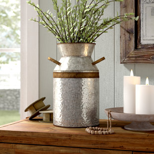 Elio Grey/Brown Metal Table Vase