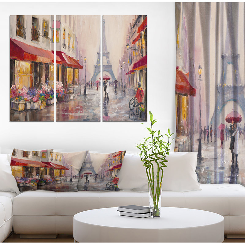 East Urban Home Lovers In Paris Eiffel Tower Oil Painting Print