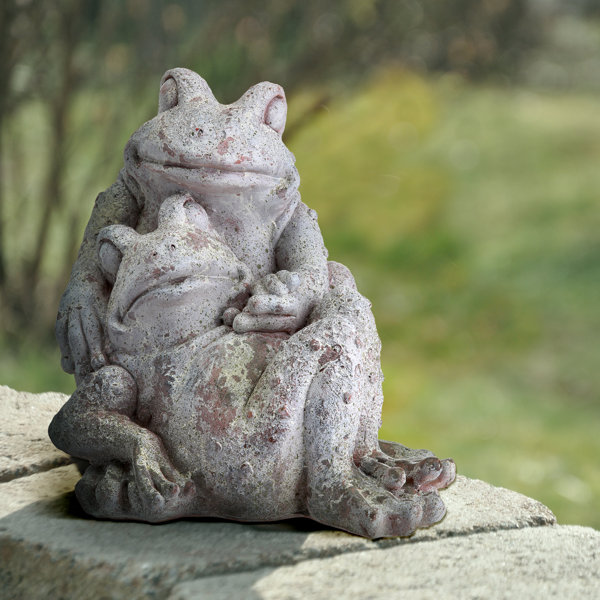 FIGURINES GARDEN STATUE /"FANCIFUL FROG/" STONE SCULPTURE AGED STONE FINISH