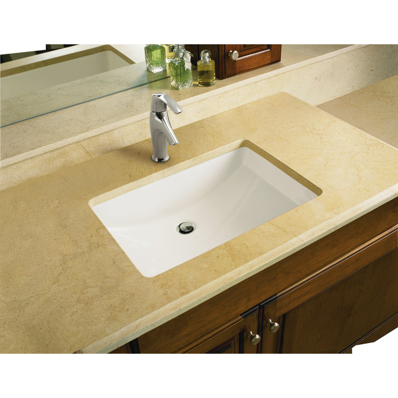 Ladena Ceramic Rectangular Undermount Bathroom Sink With Overflow