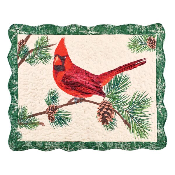 1 Standard Sham Sham Cardinal Ornament Pine Branch Holiday Pillow Sham 