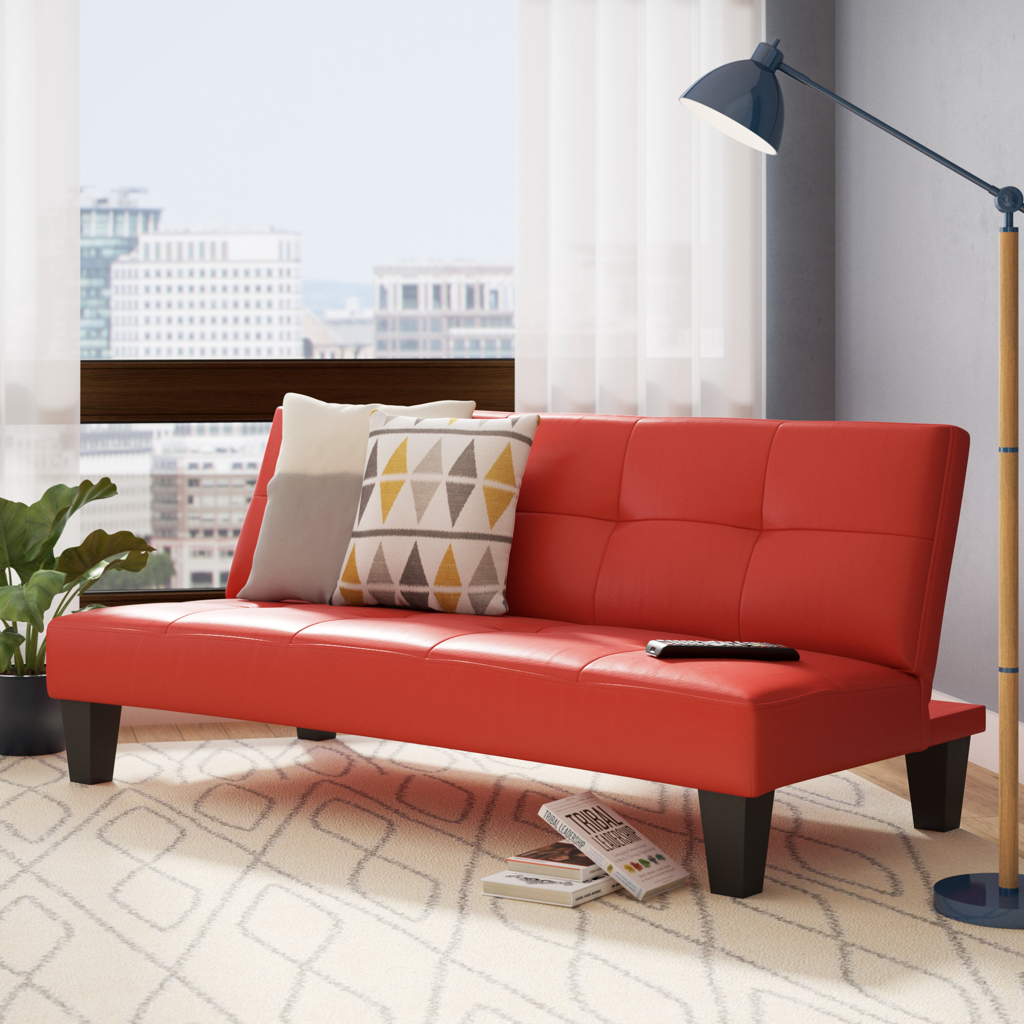 Ebern Designs Chavez 67'' Vegan Leather Sleeper Sofa & Reviews | Wayfair