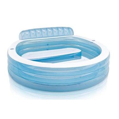 Intex Swim Center Round Inflatable Above Ground Family Lounge Outdoor Pool, Blue