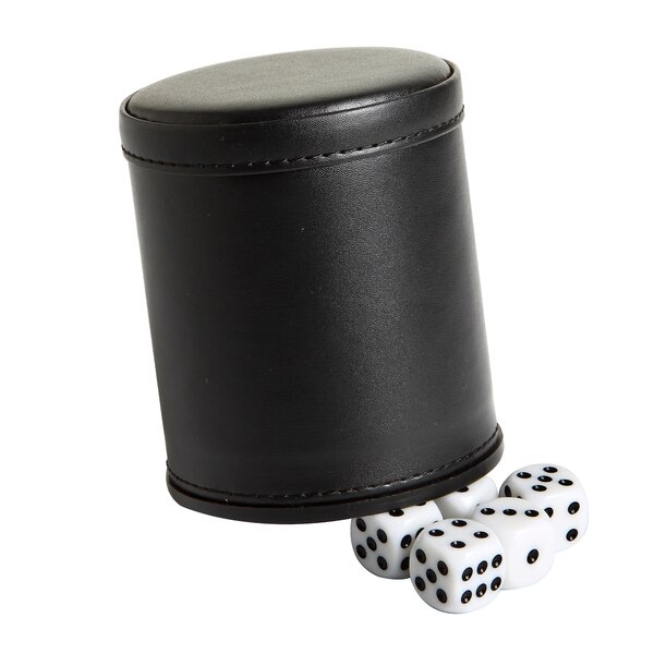 Professional Dice Cup Game with Five Dice Dark Stitched Leather Brand  NEW 
