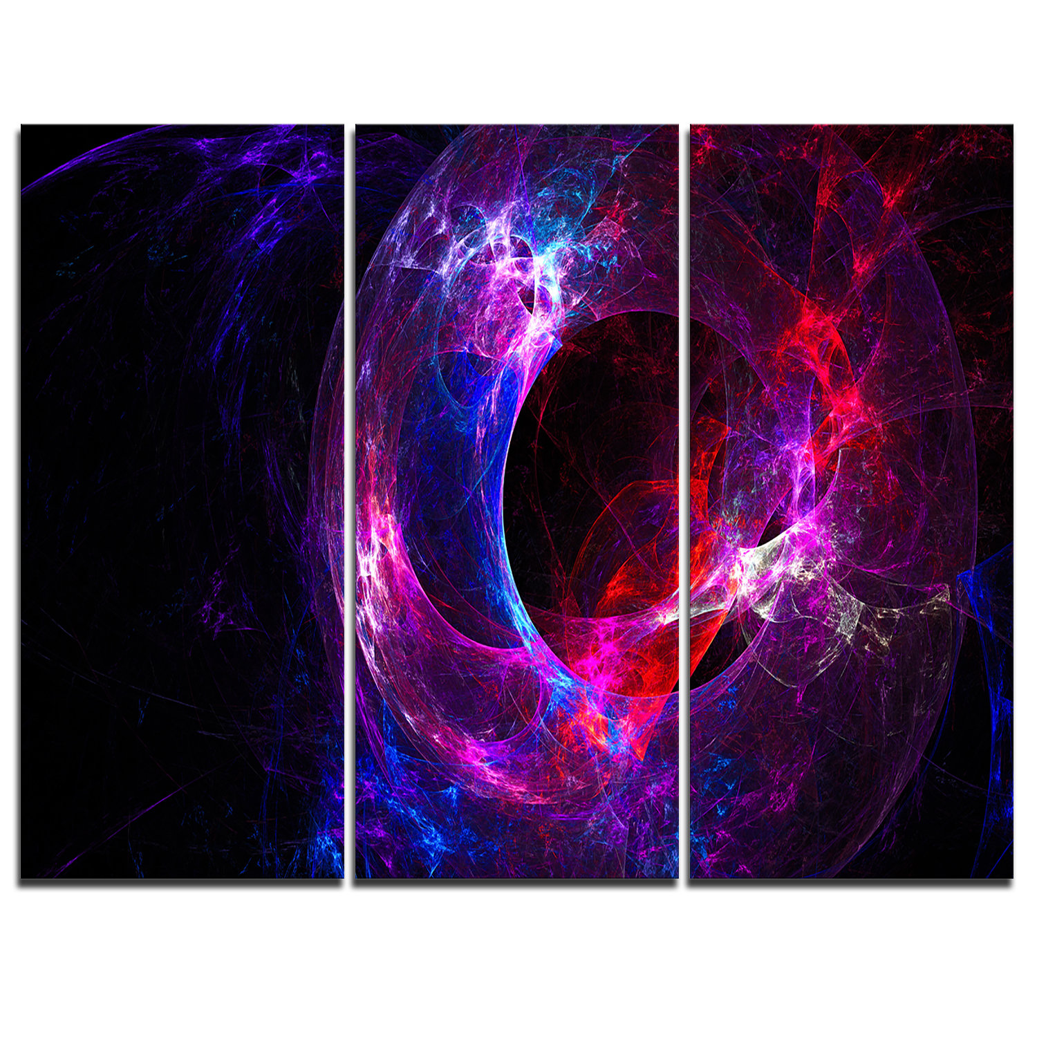 Designart Far Spherical Galaxy Purple 3 Piece Graphic Art On Wrapped Canvas Set Wayfair Ca