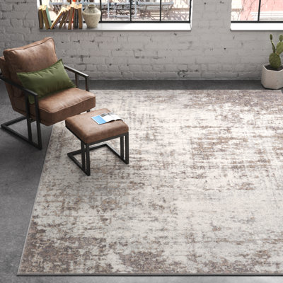 Haisley Abstract Brown/Light Grey And White  Area Rug