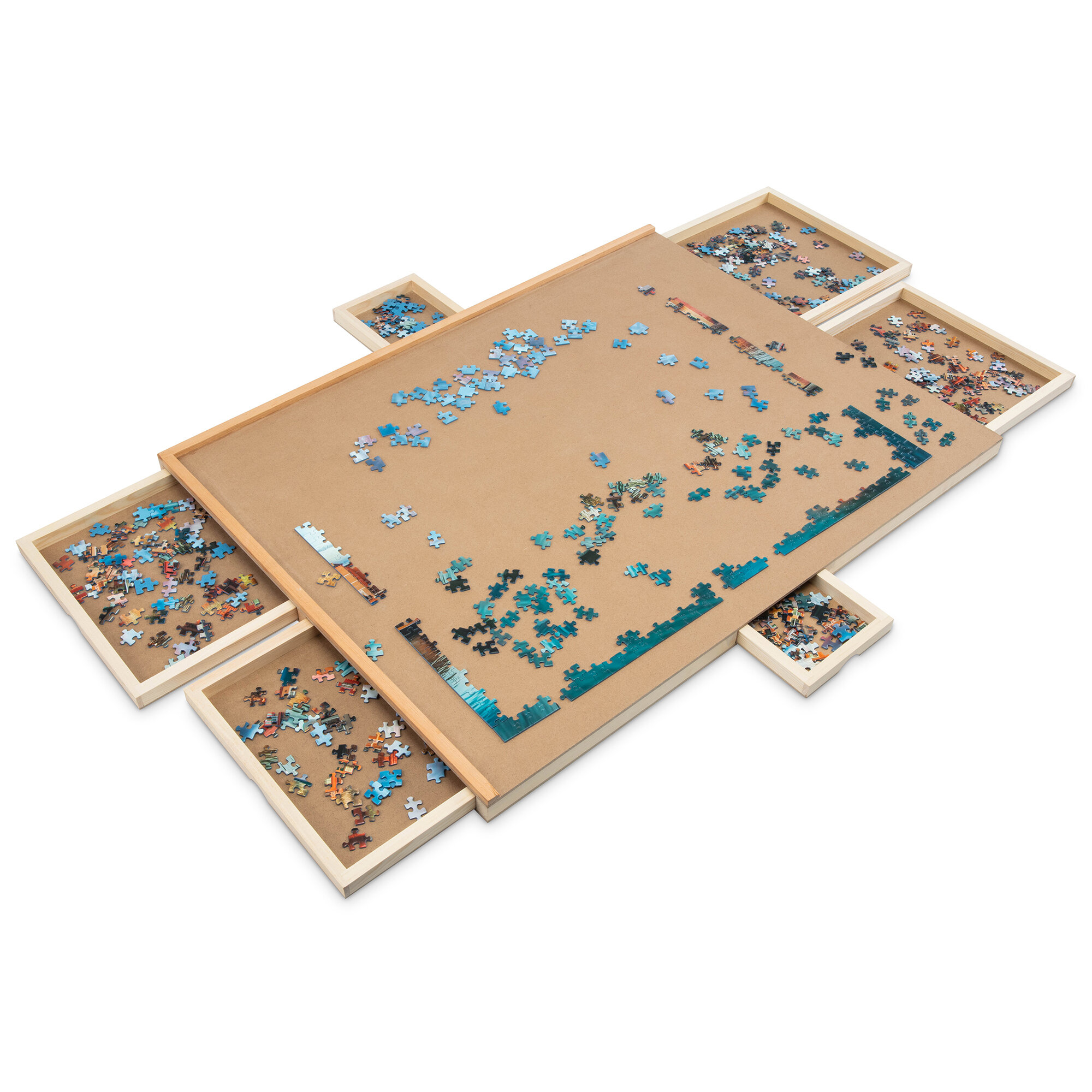 Skymall 1500 Piece Puzzle Board Premium Wooden Jigsaw Puzzle Table With 6 Magnetic Removable Storage Sorting Drawers 27 X35 Smooth Plateau Work Surface Reinforced Hardwood Construction Wayfair