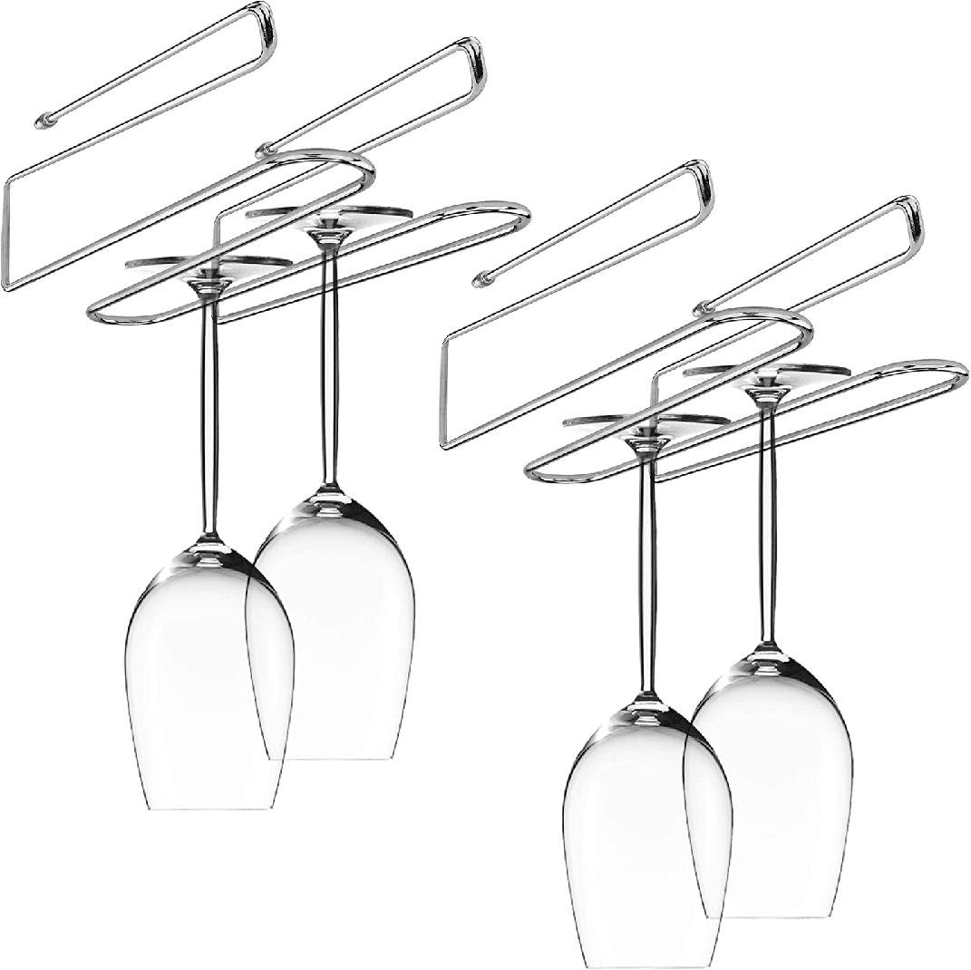 Prep & Savour Bhavandeep Hanging Wine Glass Rack in Silver Wayfair