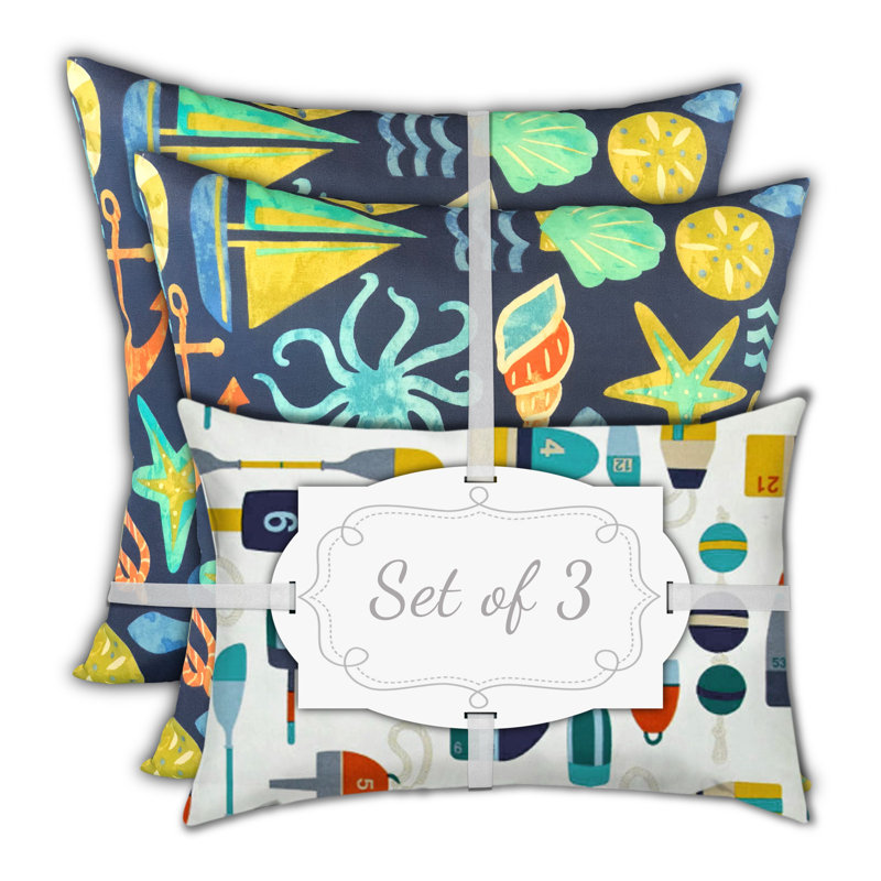 Longshore Tides Barna Dark Ocean Markers Outdoor Rectangular Cushion Cover Wayfair