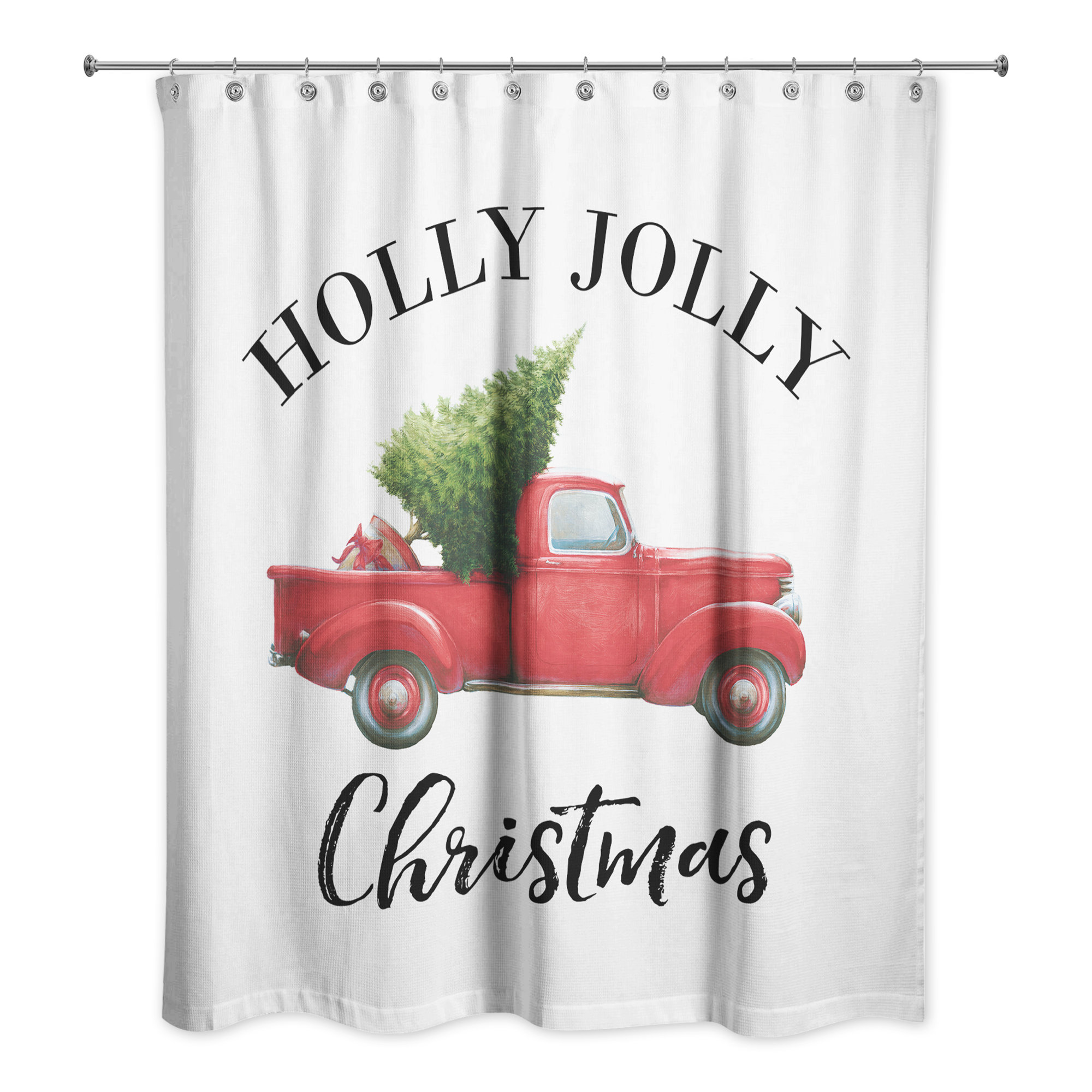 The Holiday Aisle Vonda Christmas Truck Single Shower Curtain Wayfair