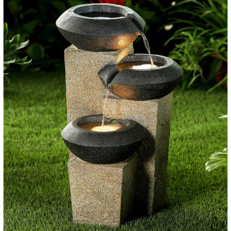 Jeco Inc Resin Three Tiered Modern Style Illuminated Water