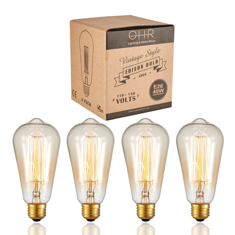 Ohrlighting 40 Watt St64 Incandescent Dimmable Light Bulb E26 Medium Standard Base Wayfair