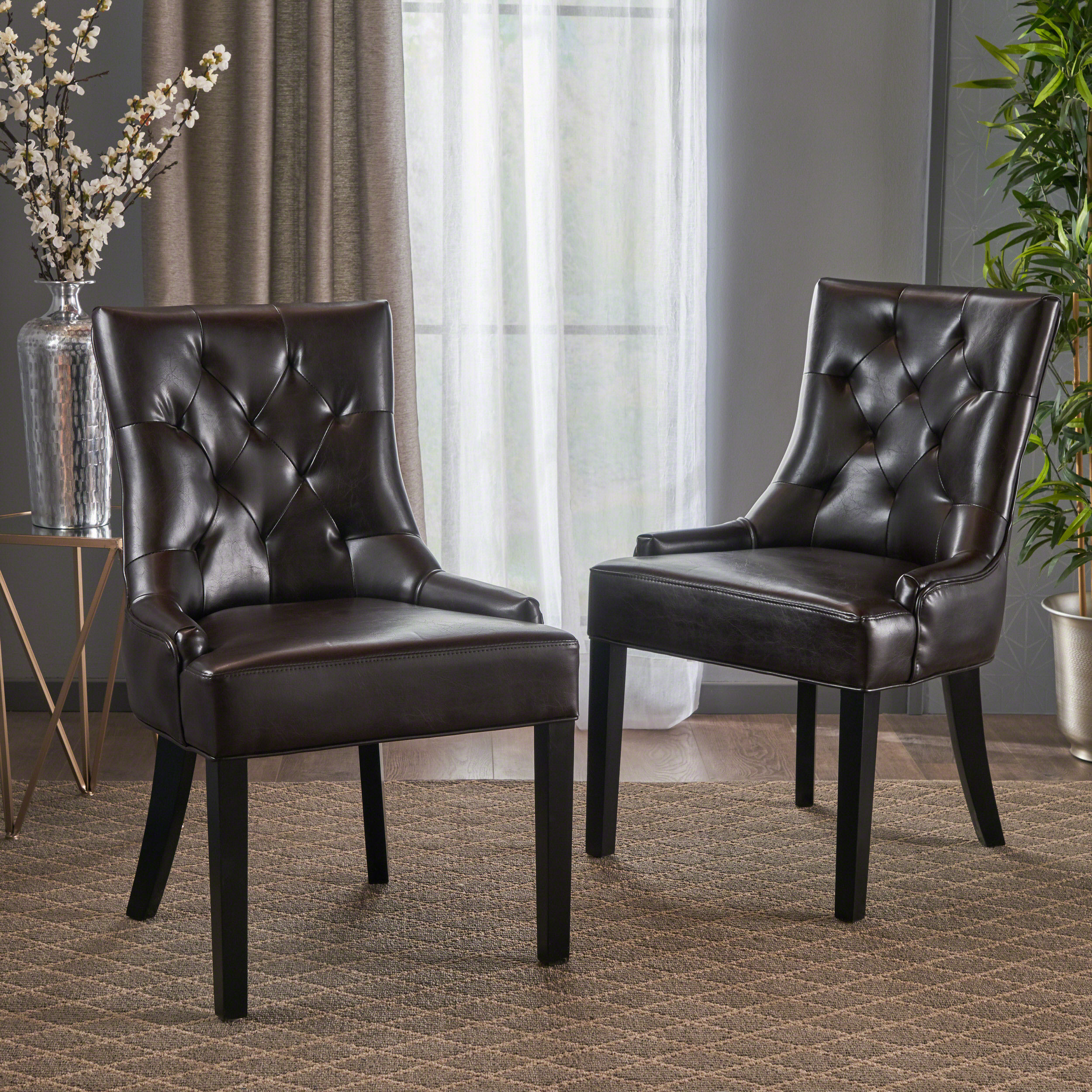 upholstered leather dining chairs