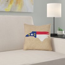 ArtVerse Katelyn Smith 18 x 18 Cotton Twill Double Sided Print with Concealed Zipper & Insert North Carolina Love Watercolor Pillow 