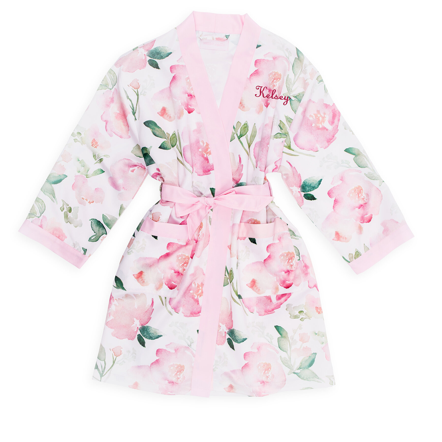 KIDS Personalized Satin Robe|Flower Girl Robe|Satin Pink Robe|Spa Birthday Robe|Embroidered Name|Kimono Kids Robe|Girls Light Pink Pool Robe Clothing Unisex Kids Clothing Pyjamas & Robes Robes 
